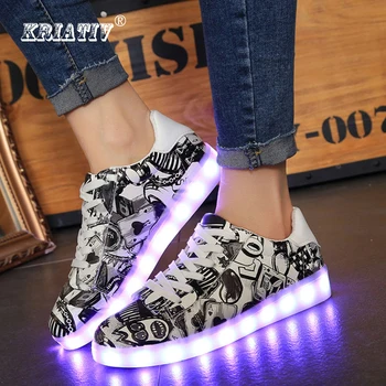 KRIATIV Moda Camuflaj Luminos Adidasi pentru Copii Condus de pantofi pentru sugari USB de încărcare Stralucitoare Fete Adidasi copii aprinde Pantofi
