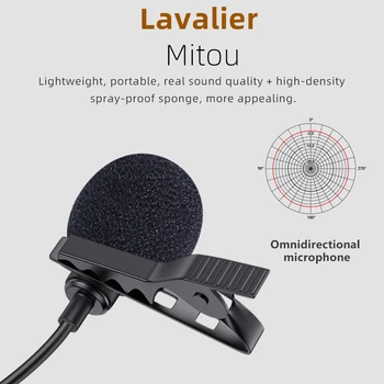 KT-C1Microphone 3.5 mm Clip-on Lavaliera Audio Mini 4m Guler Condensator Rever Mic pentru Vlog-ul de Înregistrare Nikon / iPhone Camerele DSLR