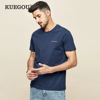 KUEGOU Bumbac Barbati tricou maneca scurta Litere broderie tricou de moda de vara tricou barbati top plus dimensiune ZT-3342