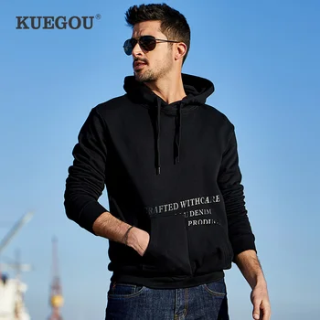 KUEGOU Bumbac imprimare jachete barbati toamna de moda Bărbați hoodie jachete buzunare de cangur sus plus dimensiune MW-2279