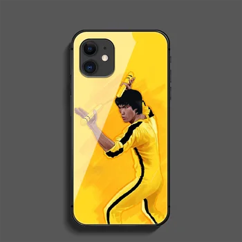 Kung Fu Bruce Lee Telefon Sticlă Călită Caz Acoperire Pentru Iphone 5 6 7 8 11 12 5S 6S X Xr XS Se Max Plus Pro Mini Mobil