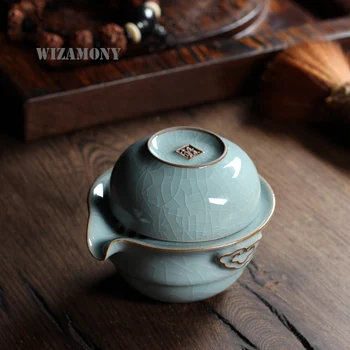 Kung Fu setul de Ceai Include 1 Ghiveci 1 Cana Elegant Gaiwan Frumos ceainic ceainic Ceasca de Cafea Chineză Longquan Celadon Portelan ceainic