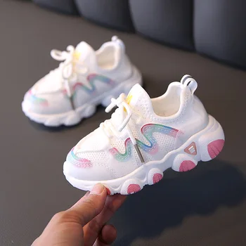 Kushyshoo Fetita Pantofi 2021 Moda Respirabil Dantela-Up Fată Copilul Adidași de Culoare Solidă Toate-meci de Amortizare Non-alunecare de Copil Pantofi
