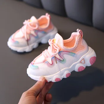 Kushyshoo Fetita Pantofi 2021 Moda Respirabil Dantela-Up Fată Copilul Adidași de Culoare Solidă Toate-meci de Amortizare Non-alunecare de Copil Pantofi