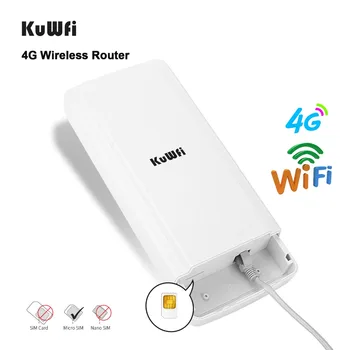 KuWFi în aer liber 4G Router Wifi CAT4 150Mbps Wireless CPE Impermeabil Router Deblocat SIM 4G pentru camere IP Cu POE 48V Adaptor
