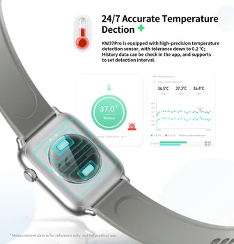 KW37 Pro Ceas Inteligent Oameni de Măsurare Rata de Inima tensiunea IP68 rezistent la apa Smartwatch