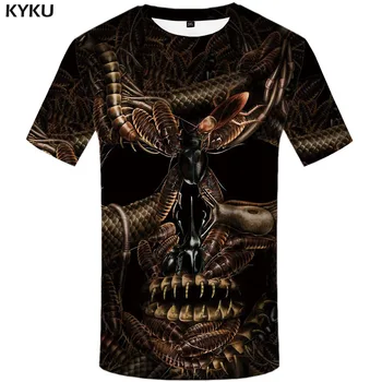 KYKU Brand Flacără tricou Barbati Negru Amuzant tricouri Yin Yang Tricou Imprimat Punk Tricou de Imprimare Gotic tricouri 3d Maneci Scurte