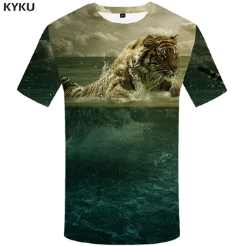 KYKU Tigru tricou Animal T-shirt, Tricou Haine Haine Plus Dimensiune Bărbați Amuzant Modei Masculine O-Gât