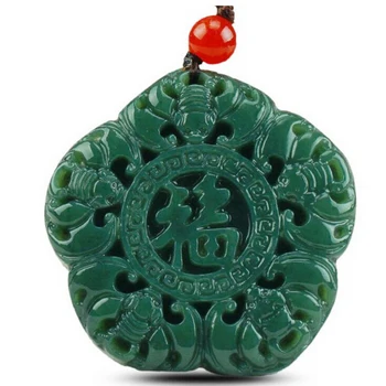 KYSZDL Naturale Hetian Qing pandantiv din jad sculptat manual Homeplan verde jad colier pandantiv bijuterii cadouri GRATUIT COARDA