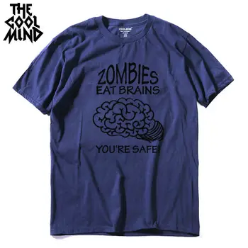 LA COOLMIND casual, o-neck loose zombies mananca creierul bărbați T-shirt cu maneci scurte din bumbac crewneck rece amuzant mens T shirt