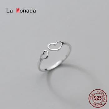 La Monada 53-58mm Două Inele de Moda de sex Feminin Femei Argint 925 Inel Pentru Fete Minimalist Reglabil Inel Pe Deget
