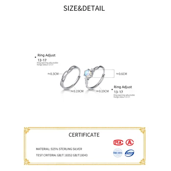La Monada 925 De Argint Sterlină Femei Inele-Coreean Minimalist Bijuterii De Argint, Două Inele Pentru Femei Din Argint 925 Reglabil