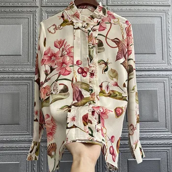 Lady Chic e bluze volane top 2020 Primavara toamna florale de imprimare de înaltă calitate pentru femei mâneci lungi Tricouri C427