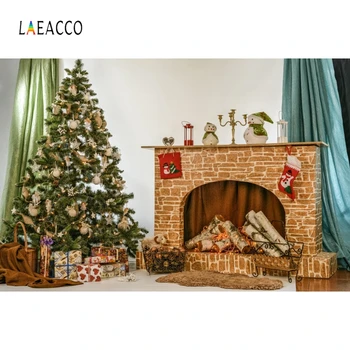 Laeacco Crăciun Fundaluri Șemineu, Canapea Cadouri Lumini Copac Fotografie Medii Cameră Decor Interior Photophone Studio Foto