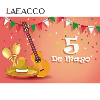 Laeacco Fundaluri Colorate Dungi Verticale Bunting Flori Mexic Partid Celebrare Fotografice Profesionale De Fundal