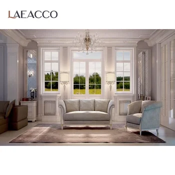Laeacco Living Modern, Birou Podea Din Lemn Home Decor Interior Fotografice, Fotografie De Fundal Fundal Foto Studio Foto
