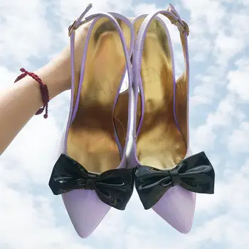 LAIGZEM 2020 Femei Tocuri Ascuțite Toe Papion Colorat Pompe de Petrecere Pantofi Pantofi de Femeie Tacones Zapatos Mujer de Mari Dimensiuni 45 46 47