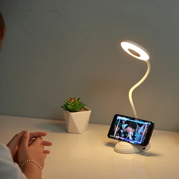 Lampa de Birou LED Estompat Lumina de Citit pentru Ochi-Îngrijire DC5V USB Alimentat Masă Noptiera Copii Lumina de Noapte pentru Student Suport de Telefon ночник