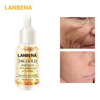 LANBENA face Serum Fiole Ulei Esențial Ser Facial de Albire Fermitate crema Hidratanta Acid Hialuronic cu Aur de 24K Ser de Îngrijire a Pielii