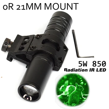Lanterna 5W 850nm Zoom Radiații Infraroșii LED-uri IR Viziune de Noapte, lanterna cu Zoom Verde-Rosu Alb LED-uri Lanterna de Vanatoare Cu Unitate de