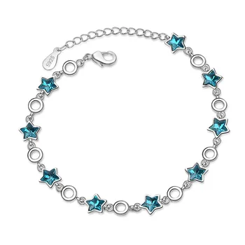 Lanț reglabil Cristal Bratari Argint 925 Star Farmec Bratari & Brățară pentru Femei Fete Bijuterii de Nunta sl333