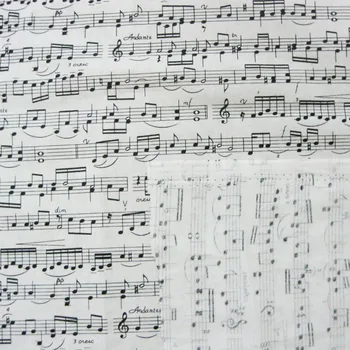 Larg 110cm Alb Muzică Tesatura de Bumbac Note Muzicale Imprimate Tesatura de Bumbac Cusut Patchwork DIY Tricou Haine Copii Tesatura