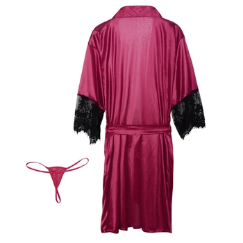 LASPERAL Mare Noapte Poarte Halat Femei Casual Transparent Kimono Intima, Pijamale Strat de Dantelă de Moda Mozaic Halat 3XL