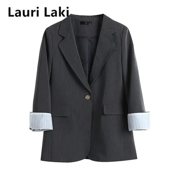 Lauri Laki Femei 2020 Moda Uzura De Birou De Bază Sacou Haina Vintage Solid Îmbrăcăminte Exterioară Topuri Chic Elegant Blazer Jacheta Plus Dimensiune