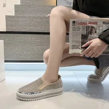 LazySeal Cristale Cald Iarna Femei Apartamente Bling Diamante Femei De Cusut De Lux Sclipici Adidași Pantofi Platforma Mujer Plus Dimensiunea 43
