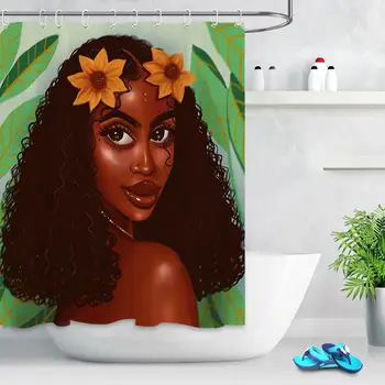 LB Sexy Femeie Afro-Americani Perdele de Duș Baie Cortina Pop Art, Retro Stil de benzi Desenate Material rezistent la apa Pentru Baie Decor