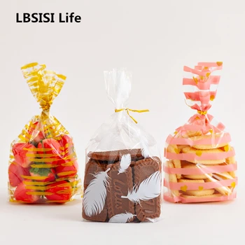 LBSISI Viața 50pcs Bomboane Cookie Saci de Plastic de Mireasa Ziua de Crăciun Favoruri de Partid Gustare de Ambalare Sac de Cadouri