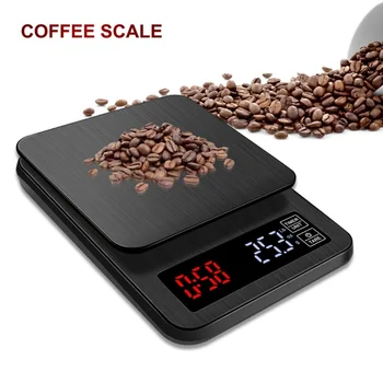 LCD Digital Electronic de Cafea prin Picurare Scară cu Timer 3kg 5kg 0,1 g Negru de Bucătărie, Bicarbonat de Cafea Greutate Echilibru USB Picurare Scară Timer