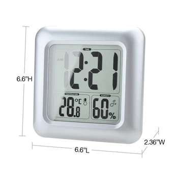 LCD rezistent la apa de baie digital ceas de perete cu Termometru higrometru senzor de Spălat, duș ceas de perete cu temporizator Cu ventuza