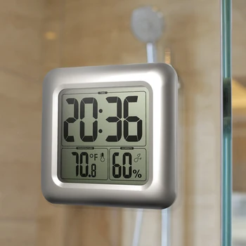 LCD rezistent la apa de baie digital ceas de perete cu Termometru higrometru senzor de Spălat, duș ceas de perete cu temporizator Cu ventuza