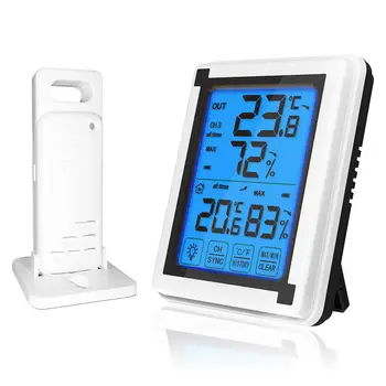 LCD Tactil Digital Termometru Verticale Wireless Culoare Stație Meteo cu Interior Temperatura Exterioară Alerte