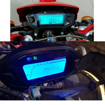 LCD Universal Motocicleta Vitezometrul contorul de parcurs 5 7 Viteze lumina de Fundal 13000 RPM 199 KMH MPH Motocicleta Tahometru
