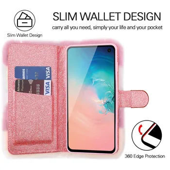 LCHULLE de Lux Cald Pufos de Blană Caz pentru Margine Samsung Galaxy S7 S8 S9 S10 Plus Cartelei Flip Wallet Cover Telefon Coque