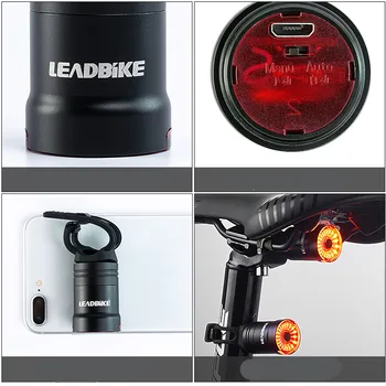 Leadbike Biciclete Inteligent de Frânare Automată de Detectare Lumina IPx6 Impermeabil LED de Încărcare Ciclism Stop Bicicleta Spate Lumina Accesorii