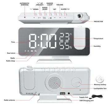 LED Digital Ceas cu Alarmă Ceas de Masa Electronice Ceasuri pentru Desktop USB FM Radio Data Proiector Funcția Snooze Ceas Decor Acasă