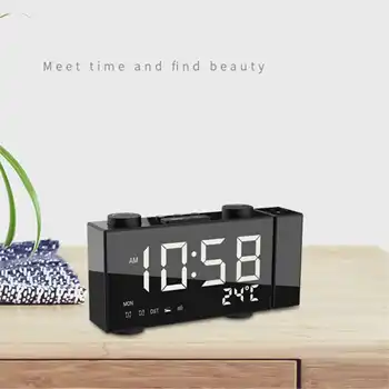 Led Digital Cocoș Ceas De Proiecție Tabelul Ceas Cu Alarmă Noptiera Ceas De Ceas De Pe Desktop Calendar Ceas Electronic Cu Radio Fm Thermome
