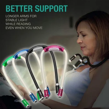 LED Lumini de Lectură cu 4LED 3 Moduri Lampa de Carte pentru Copii Adulți În Pat, Citind Reîncărcabilă Handsfree Gât Lumina de Noapte cu Lanterna