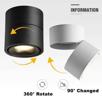 LED Suprafață de Plafon Lumina 7W 12W 15W Lampa Plafon 220V 110V ,Rabatabil și Rotativ COB Spot luminos pentru Decor Acasă
