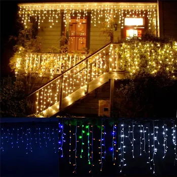 LED-uri Cortina Sloi de gheață Șir Lumina 220V 5m 96Leds Crăciun Ghirlanda LED Faiy Xmas Party Grădină Scenă în aer liber Decorative de Lumină