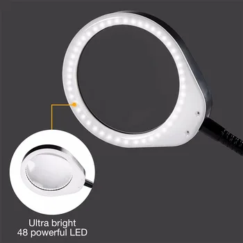 LED-uri de Iluminare Lupa 10X 20X Optic Sticlă Birou Clip-on Lupă