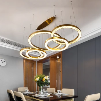 Led-uri moderne candelabru de cristal pentru living de lux periat inel de aur cristal lampa de dormitor, sufragerie decor corp de iluminat