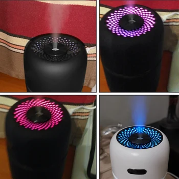LED-uri portabile Umidificator de Aer, Ulei Esential de Difuzor,Masina si Casa cu Ultrasunete Aromoterapie Difuzor USB,Negru