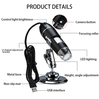 LED-uri reglabile Digital Microscop 1600X/1000X/500X Mega Pixeli Tip C/Micro USB Magnifier Electronice Stereo USB Endoscop cu Camera