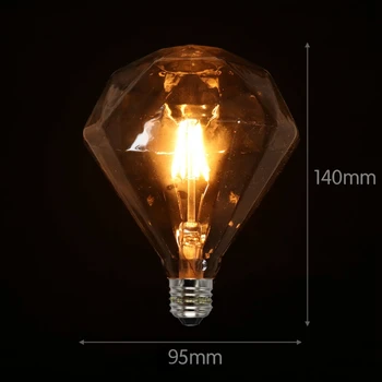 LED-uri în Formă de Diamant G95 Vintage Edison Lumina 220V E27 Alb Cald bec Led Retro