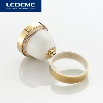 LEDEME Aur Rotund Montat pe Perete Perie Wc și Sticlă Mată Titularul de Perie Wc Cu Ceramica Cana Baie Hardware L3610G