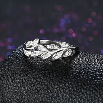 LEKANI Argint 925 5A+ zircon Nunta de sex Feminin Inele pentru Femei Geometrice Simple Frunze Ring Sterling Argint Bijuterii